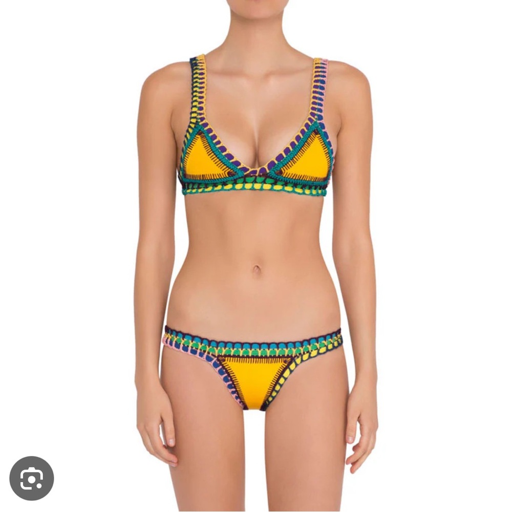 KIINI Yellow and Blue Crochet Bikini
